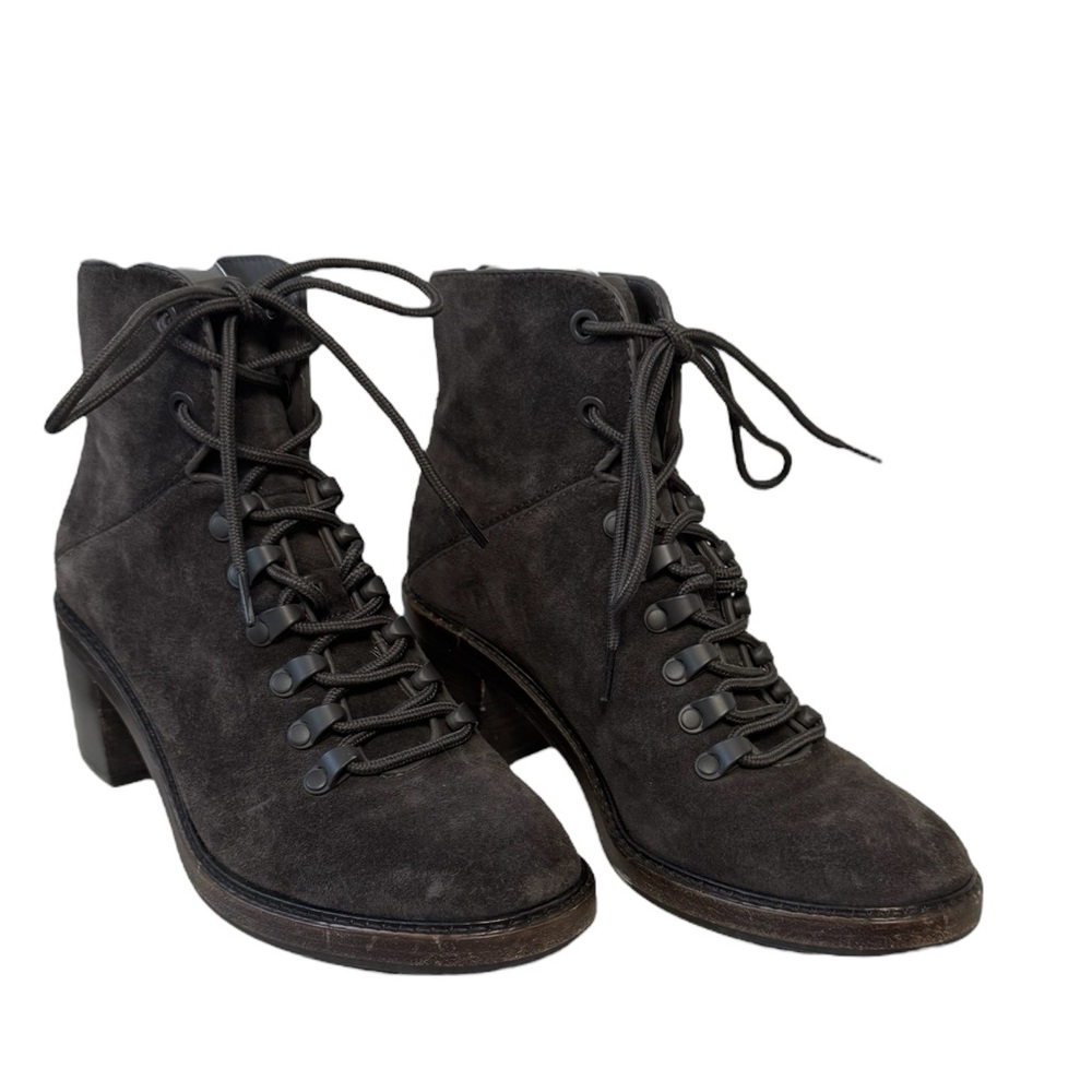 Vince Falco Suede Leather Padded Lace Up‎ Block Heel Hiking Boots in Moleskin 5